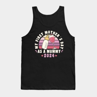 Funny My First Mother´s Day As A Mummy 2024 Retro Vintage Sunset Tank Top